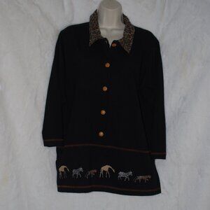 Vintage 90’s Oversized Safari Animal Appliqué Shacket Shirt Jacket M/L